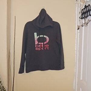 BeBe womens gray and pink long sleeve hoodie size medium